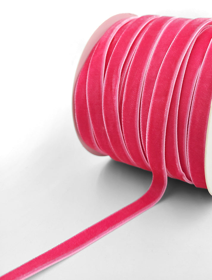 Fuchsia Pink Velvet Ribbon - 3/8 inch - 1 Yard