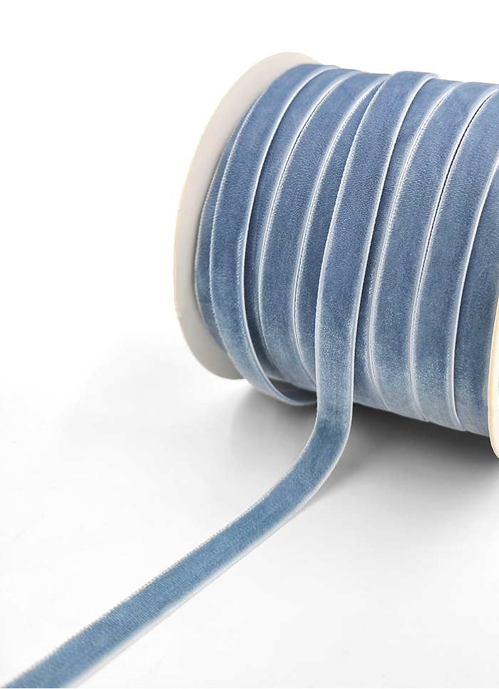 Slate Blue Velvet Ribbon - 3/8 inch - 1 Yard