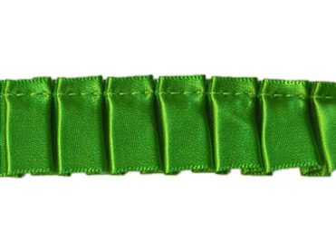 Ruffled Box Pleated Satin Ribbon/Trim - Green Apple - 7/8 inch - 1 Yard