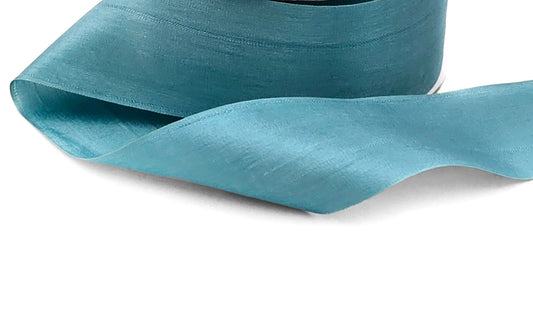 Teal - 100% Hand-Dyed Silk Ribbon with Woven Edge - 1 1/4" - 1 Yard - Sugar Pink Boutique