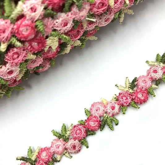 Pink and Green Venise Galloon Lace - .63 inch - 1 Yard - Sugar Pink Boutique