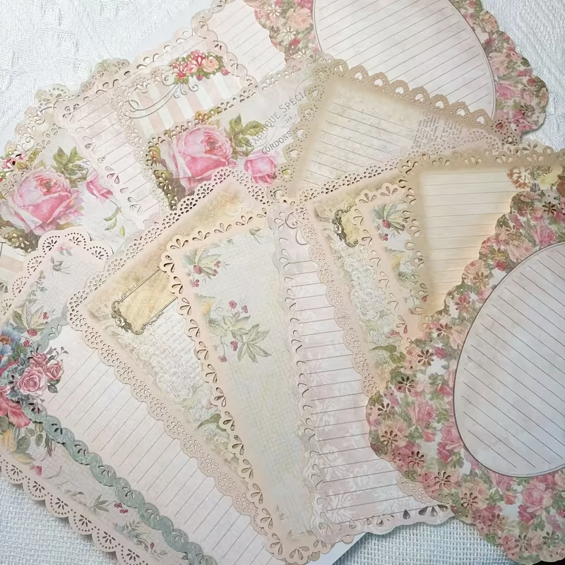 Vintage Style Tea Party Junk Journal Papers 5" x 7" - Set of 10