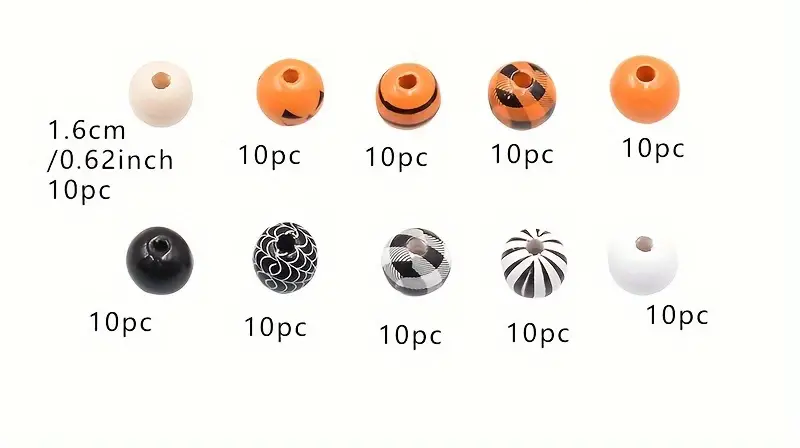 Halloween Wooden Beads - Set of 50 - Sugar Pink Boutique