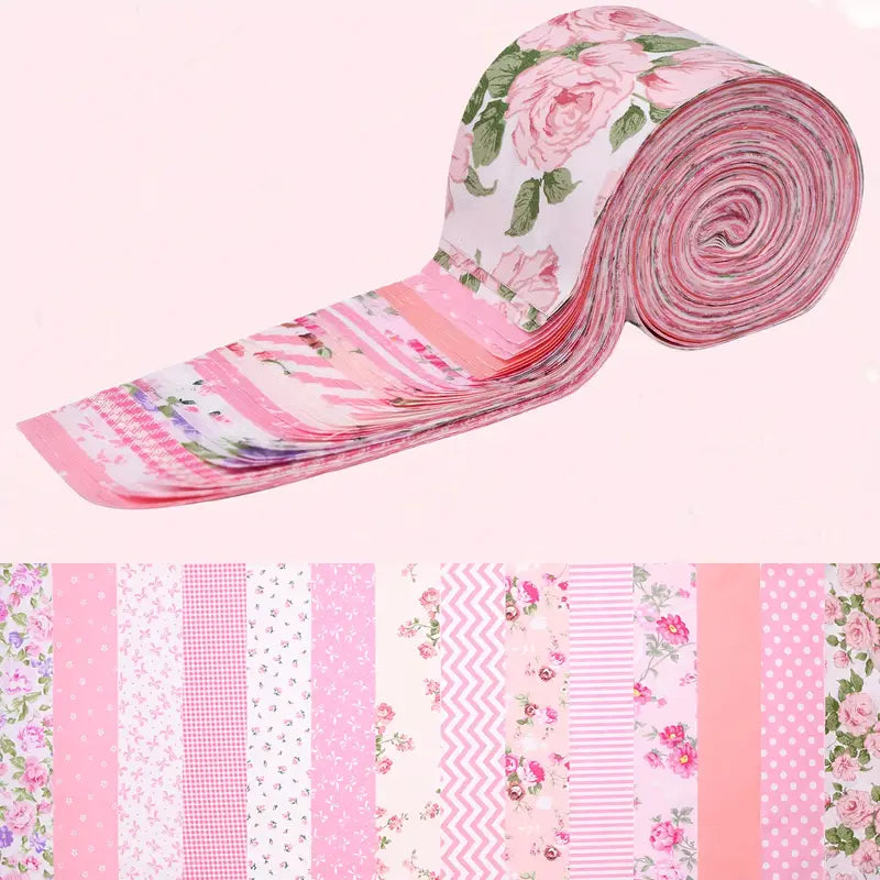 Shabby Chic Pink Floral Jelly Roll - 2.5" X 16.54" - Set of 42 Fabric Stripes