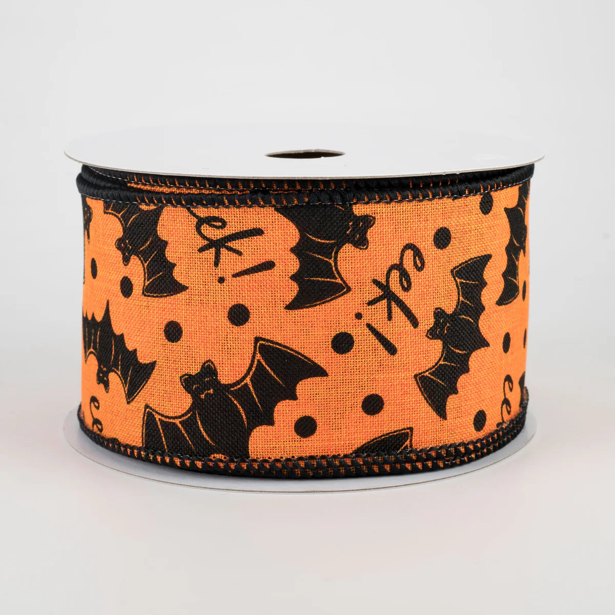 2 1/2" Bats Eek Wired Ribbon: Orange