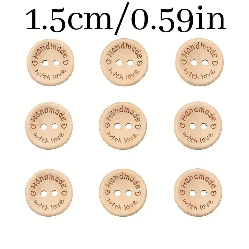 Handmade With Love Wooden Buttons - Set of 20