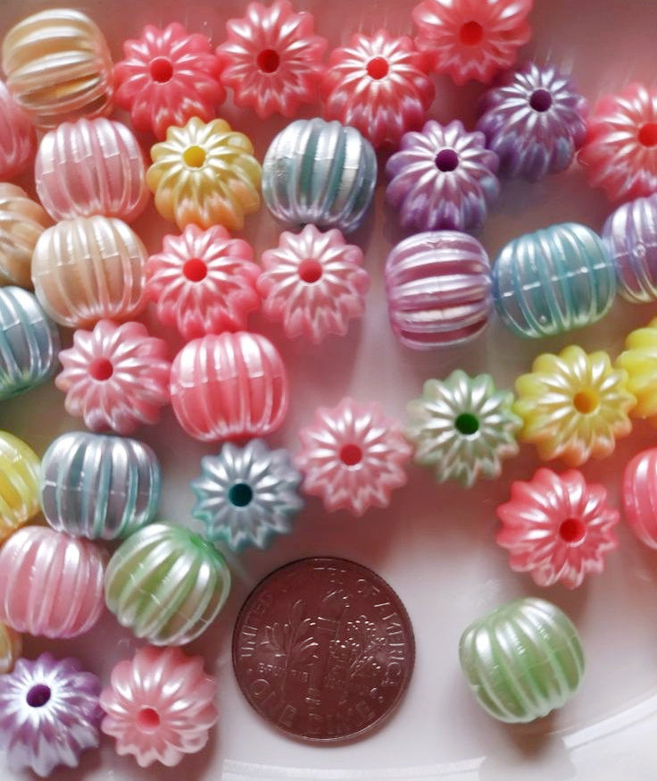 Spring Pastel Acrylic Beads - 10mm x 11mm - Set of 50