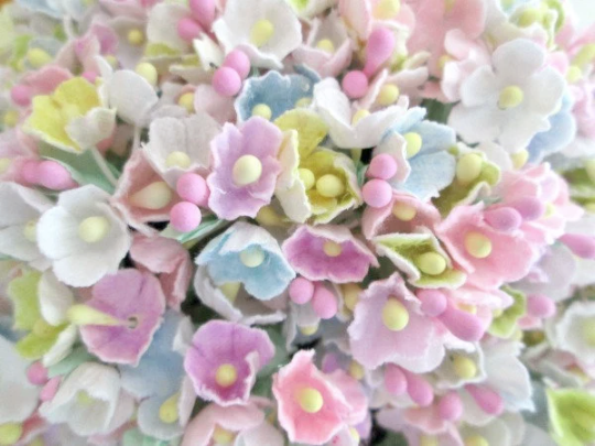 Forget Me Not Vintage Style Millinery Paper Flower Bouquet - Macaroon - 1 Bouquet - Sugar Pink Boutique