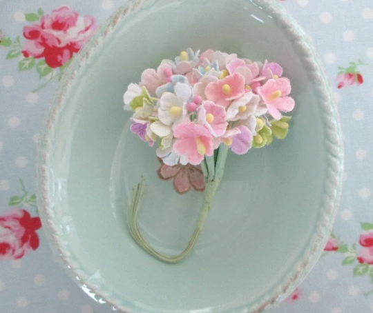Forget Me Not Vintage Style Millinery Paper Flower Bouquet - Macaroon - 1 Bouquet - Sugar Pink Boutique