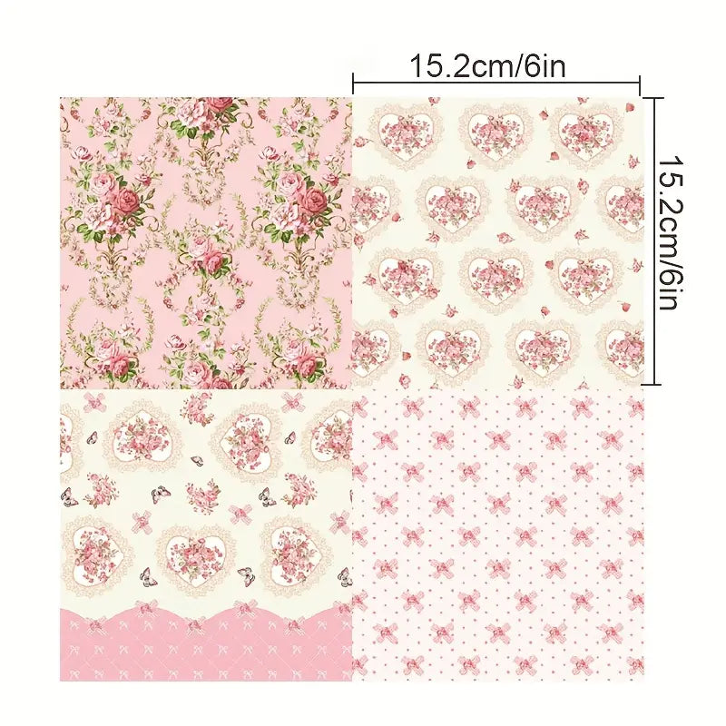 Garden of Dreams Shabby Chic Floral Pink and White 6" x 6" Paper Collection - 24- Sheets - Sugar Pink Boutique