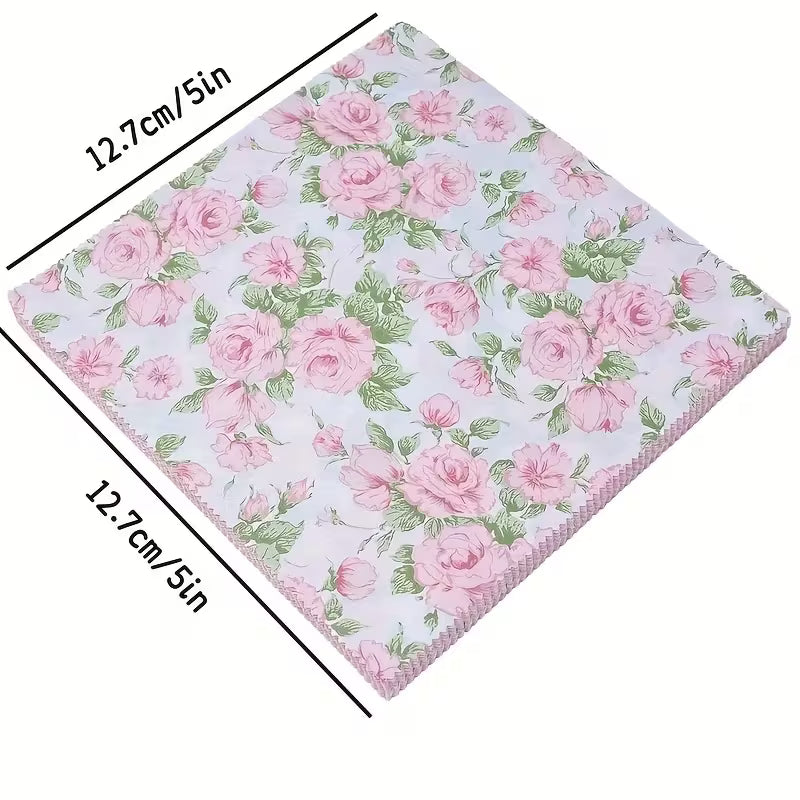 Shabby Chic Pink Charm Pack - 5" X 5" - Set of 42 Fabric Squares