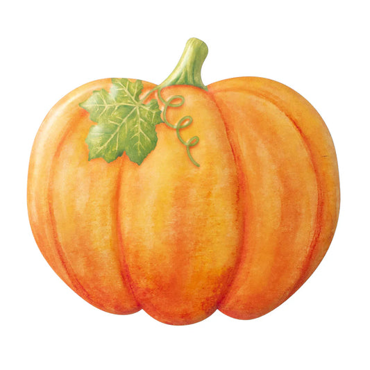 12" Embossed Metal Orange Pumpkin Hanger