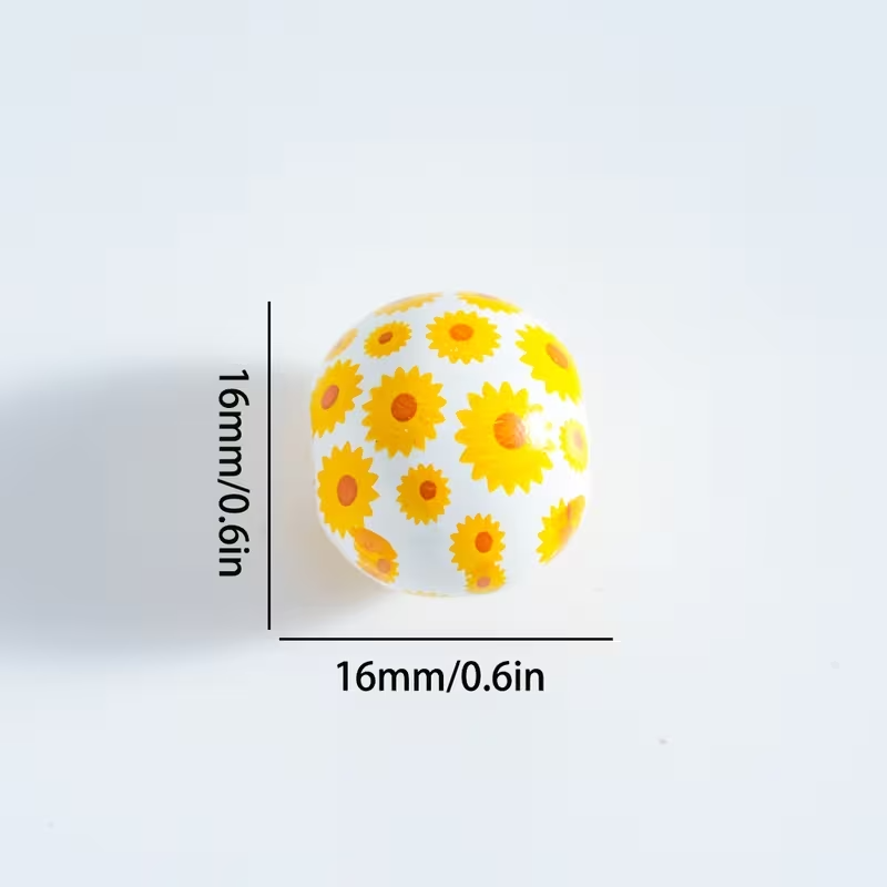Spring Floral Wooden Beads - Set of 49