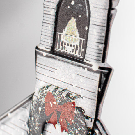 12" Metal Embossed Hanger: Winter Church - Sugar Pink Boutique