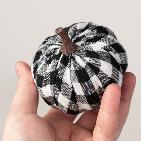 3" Fabric Check Pumpkins: Black & White (Set of 6)