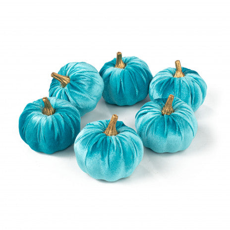 3" Velvet Foam Pumpkins: Teal (Set of 6) - Sugar Pink Boutique