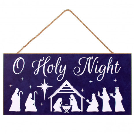 12" Wooden Sign: O Holy Night Nativity - Sugar Pink Boutique