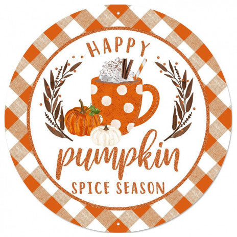 12" Metal Sign: Happy Pumpkin Spice Season - Sugar Pink Boutique