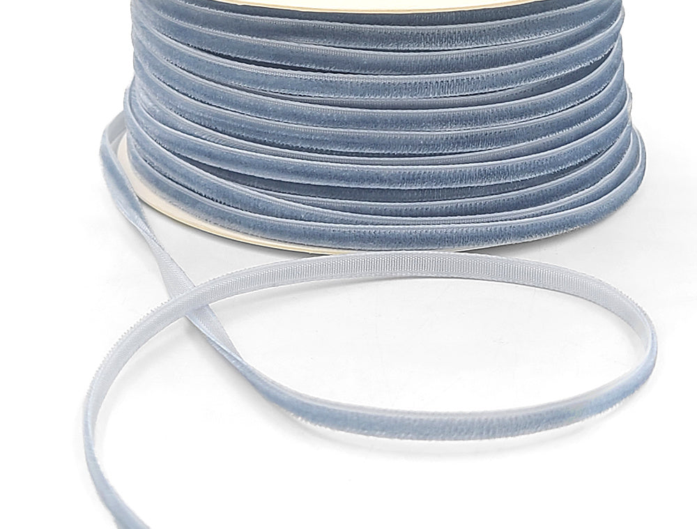 Slate Blue Velvet String Ribbon - 1/8 inch - 1 Yard - Sugar Pink Boutique