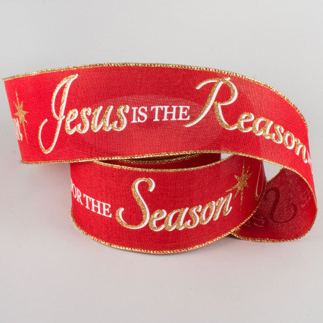 2 1/2" Jesus Is The Reason For The Season Wired Ribbon - 1 Yard - Sugar Pink Boutique
