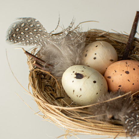 4" Feathered Bird Nest - Sugar Pink Boutique