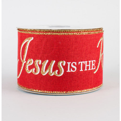2 1/2" Jesus Is The Reason For The Season Wired Ribbon - 1 Yard - Sugar Pink Boutique
