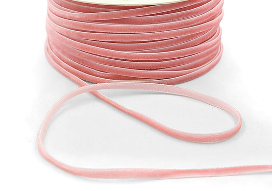 Pink Velvet String Ribbon - 1/8 inch - 1 Yard - Sugar Pink Boutique