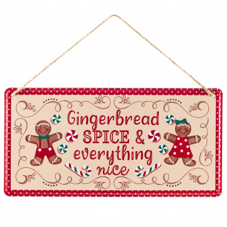 12" Embossed Metal Sign: Gingerbread Spice Nice - Sugar Pink Boutique