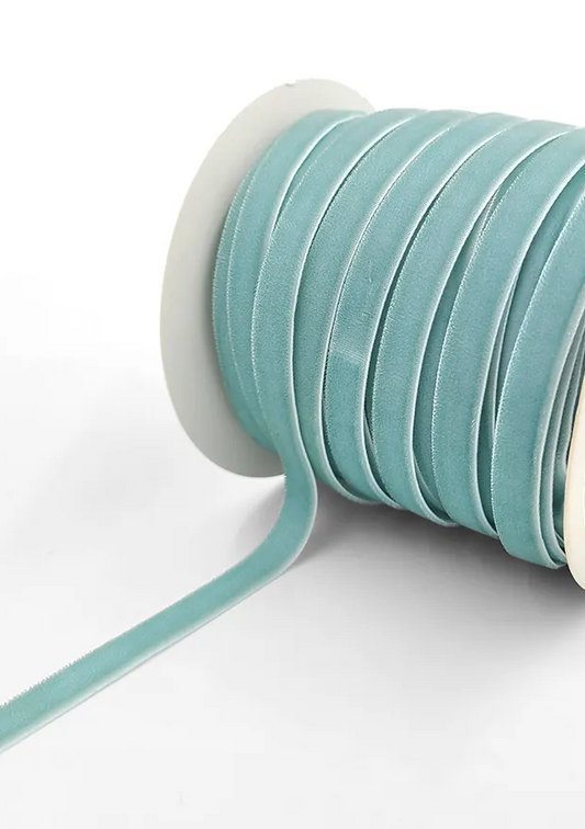 Powder Blue Velvet Ribbon - 3/8 inch - 1 Yard - Sugar Pink Boutique