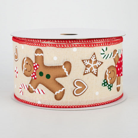 2 1/2" Gingerbread Wired Ribbon: Cream - 1 Yard - Sugar Pink Boutique