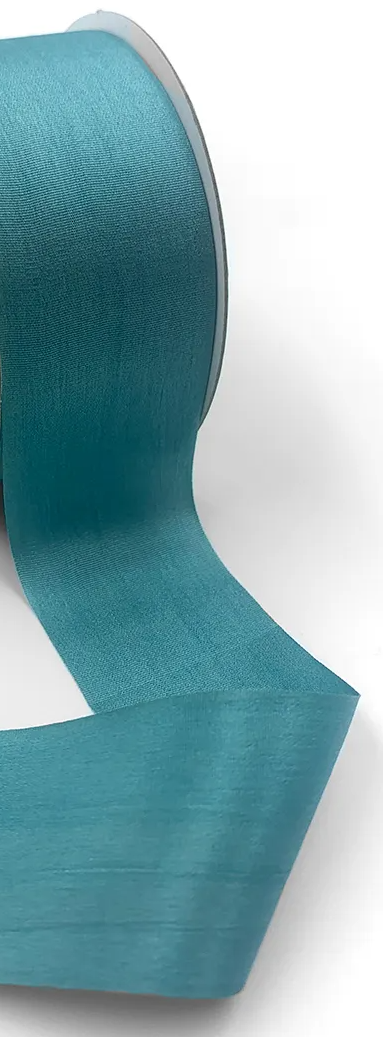 Teal - 100% Hand-Dyed Silk Ribbon with Woven Edge - 1 1/4" - 1 Yard - Sugar Pink Boutique