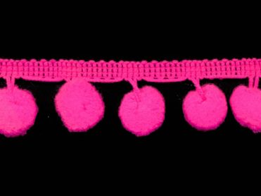 Pom Pom Trim - Neon Pink Dangling - 1/2 inch Ball Fringe - 1 Yard