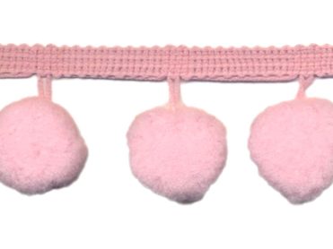 LARGE Pom Pom Trim - Pink Dangling - 3/4 inch Ball Fringe - 1 Yard