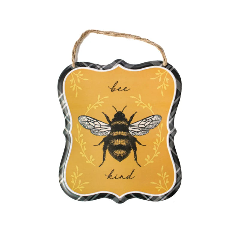 7" Embossed "Bee Kind" Metal Sign - Sugar Pink Boutique