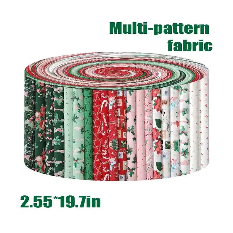 Holly Jolly Christmas Jelly Roll - 2.55" X 19.7" - Set of 40 Fabric Stripes