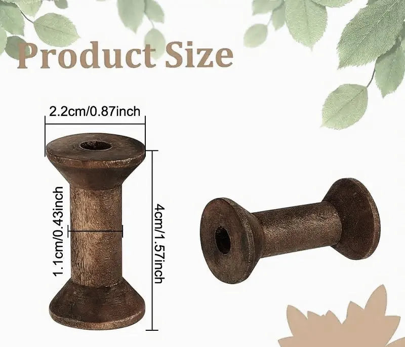 Set of 5 - Dark Walnut Brown Wooden Spools - 1.57"