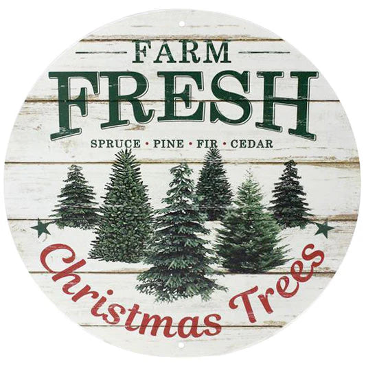 12" Metal Sign: Farm Fresh Christmas Trees - Sugar Pink Boutique