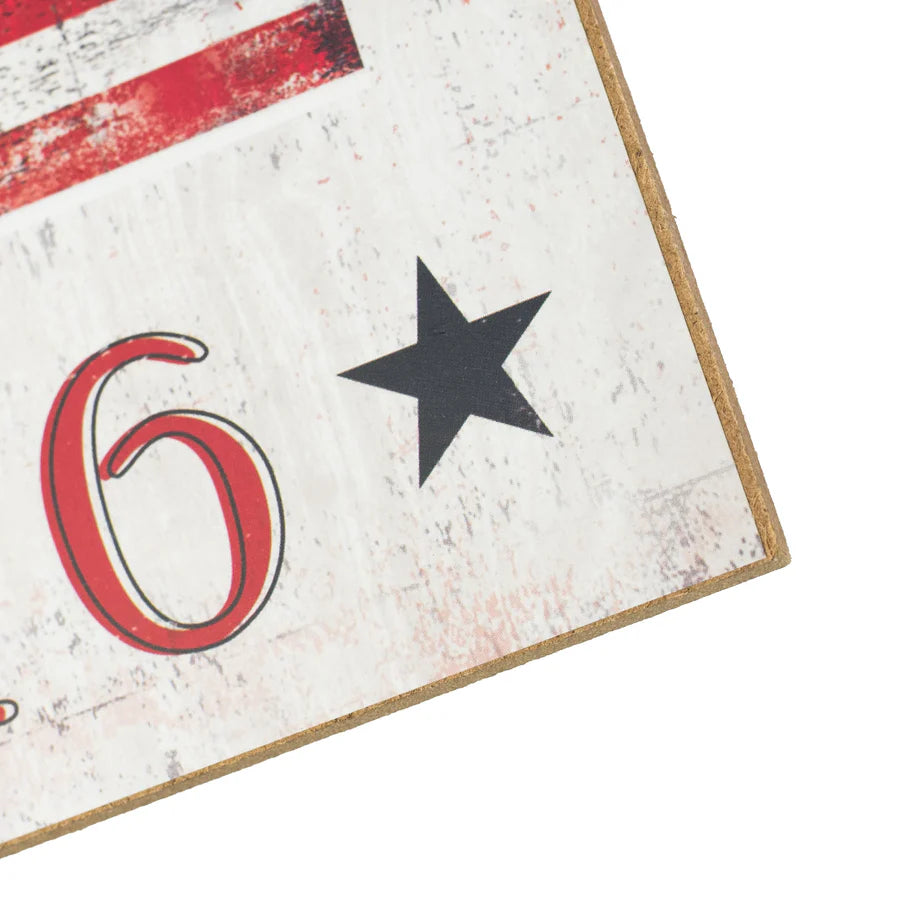 10" Square Wooden Sign: United States of America Flag - Sugar Pink Boutique