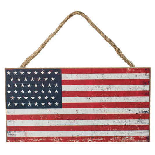 8" Wooden Sign: Small Rustic Antique Flag - Sugar Pink Boutique