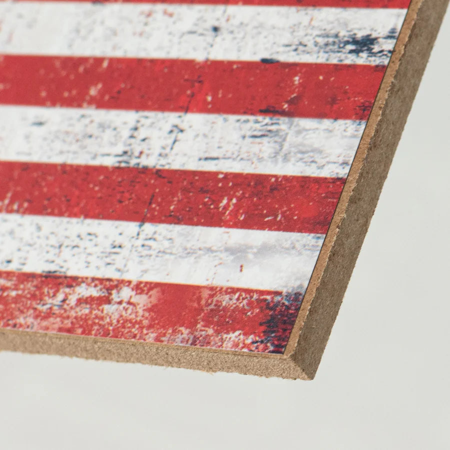 8" Wooden Sign: Small Rustic Antique Flag - Sugar Pink Boutique