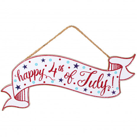 15" Wooden Sign: 4th of July Banner - Sugar Pink Boutique