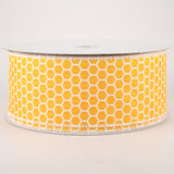 2 1/2" Satin Honeycomb Wired Ribbon: Yellow - 1 Yard