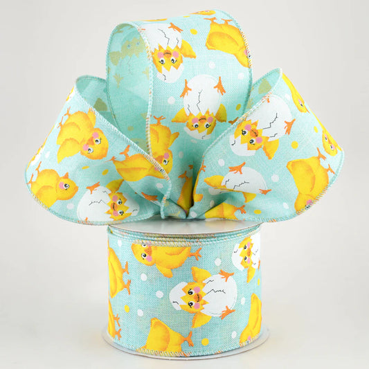 2 1/2" Baby Chicks Wired Ribbon: Ice Blue - 1 Yard - Sugar Pink Boutique