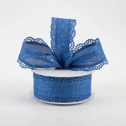 1 1/2" Scalloped Edge Wired Ribbon: Royal Blue - 1 Yard - Sugar Pink Boutique