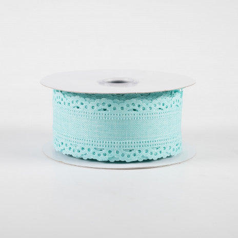1 1/2 " Scalloped Edge Wired Ribbon: Ice Blue - 1 Yard