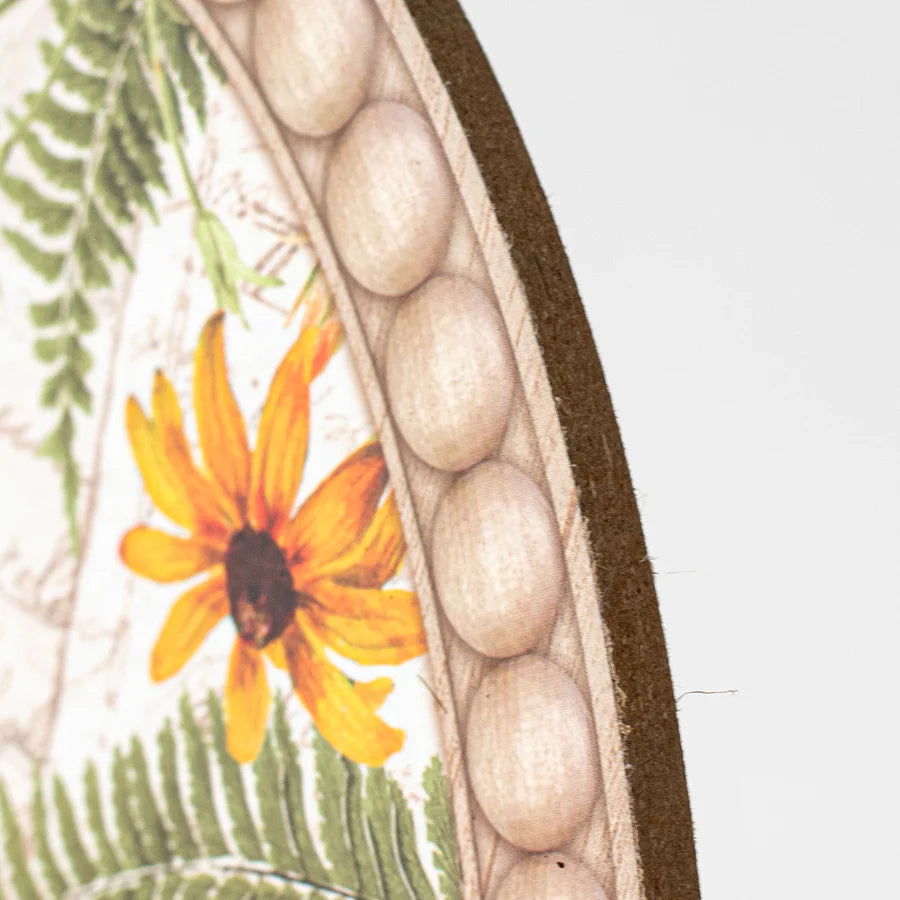 13" Oval Wooden Sign: Monarch Butterfly Faux Beaded Edge - Sugar Pink Boutique