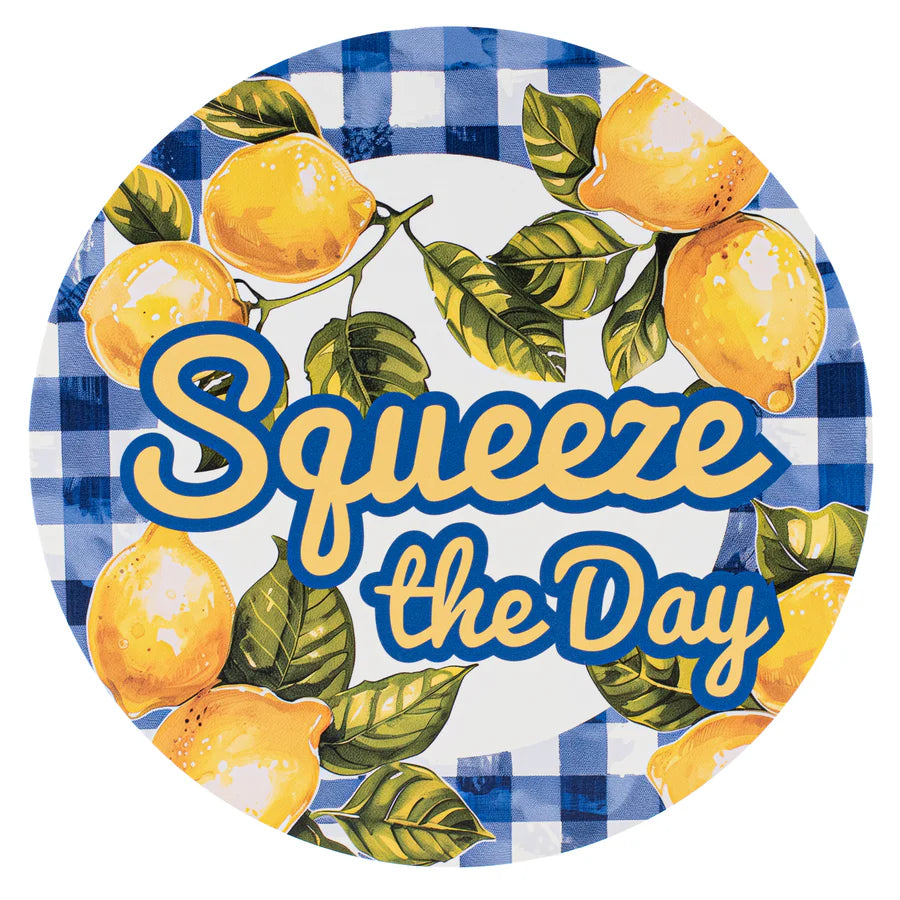 10 1/2" Round Waterproof PVC Sign: Squeeze the Day Lemons - Sugar Pink Boutique