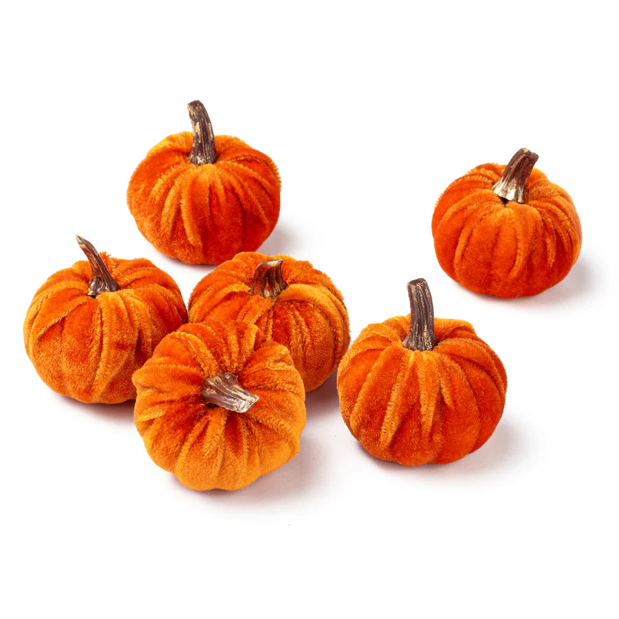 2" Velvet Foam Pumpkins: Orange (Set of 6) - Sugar Pink Boutique