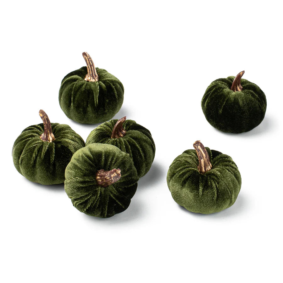 2" Velvet Foam Pumpkins: Moss Green - (Set of 6) - Sugar Pink Boutique