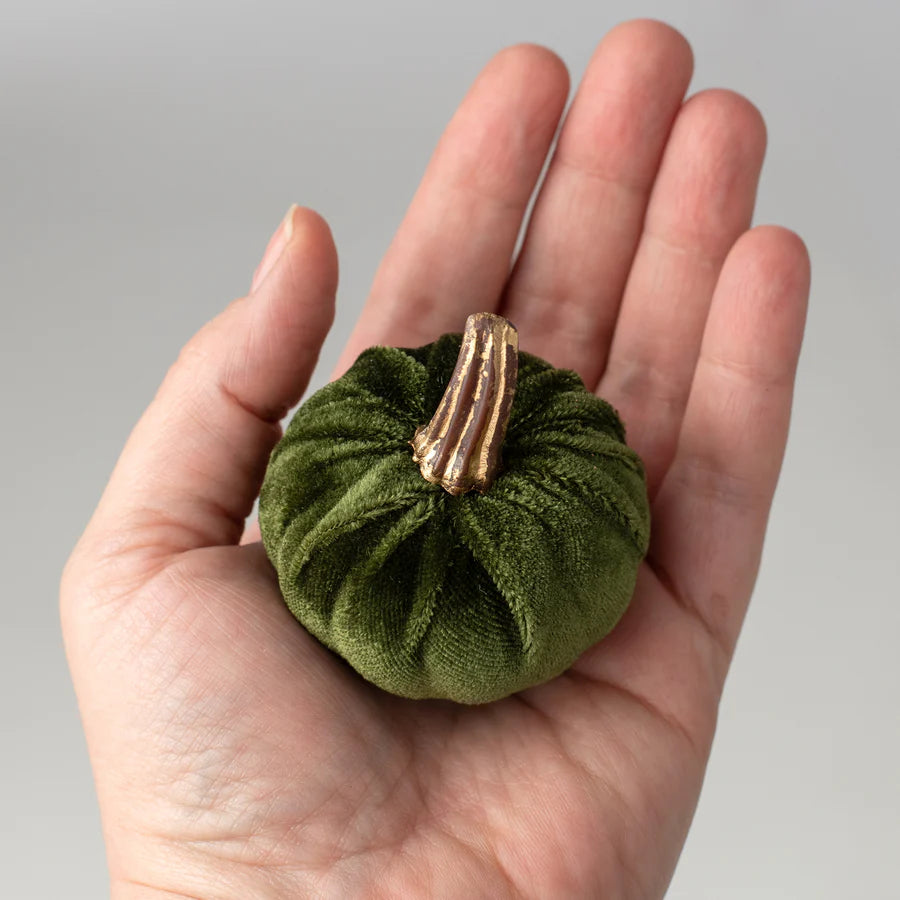 2" Velvet Foam Pumpkins: Moss Green - (Set of 6) - Sugar Pink Boutique